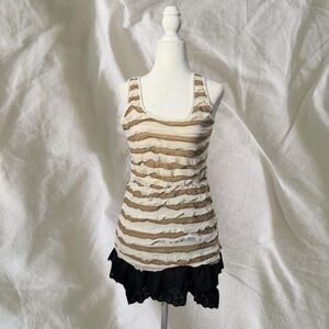 Charming Charlie Brown and White Striped Tank Top